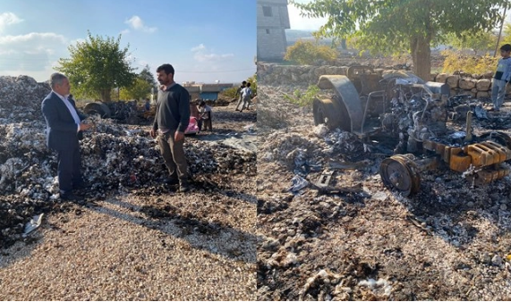 25 Ton Pamuk ve Traktörü Yandı