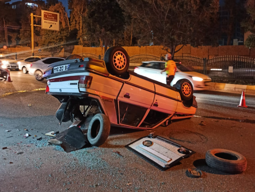 Urfa’da otomobil takla attı! 1 yaralı