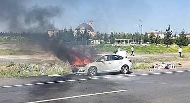 Hilvan Cezaevi önünde yangın! Maddi hasar meydana geldi