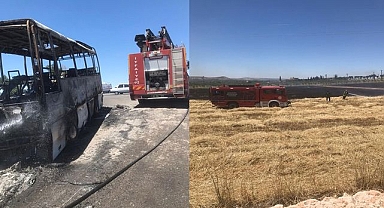 Urfa Diyarbakır yolunda minibüs yandı