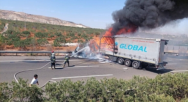 Şanlıurfa'da Feci Yangın! Saman Yüklü Tırlar Çarpıştı, Alev Aldı