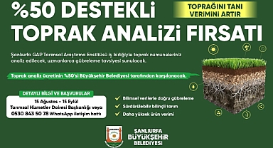 Şanlıurfa Büyükşehir Belediyesi'nden Çiftçilere Yüzde 50 Hibeli Toprak Analizi Desteği
