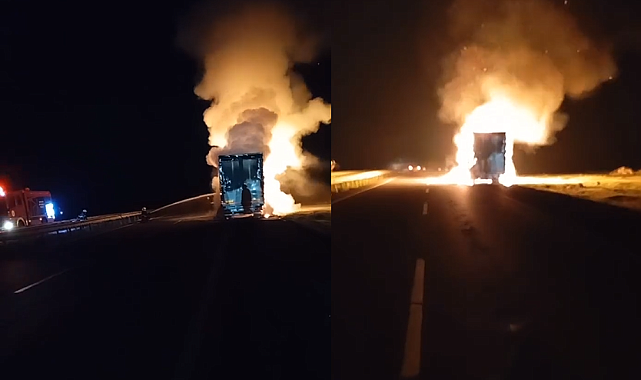 Şanlıurfa’da Seyir Halindeki Tır Alev Aldı!