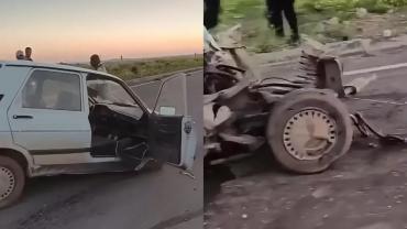 Urfa’da Feci Kaza Araç İkiye Bölündü!