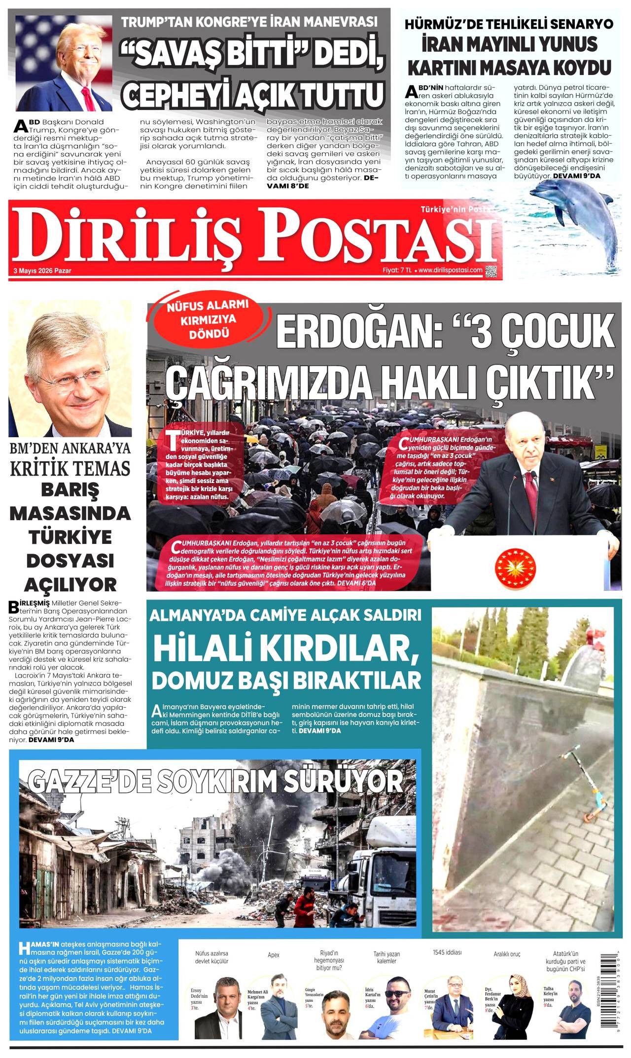 Diriliş Postası Gazetesi Gazete Manşeti