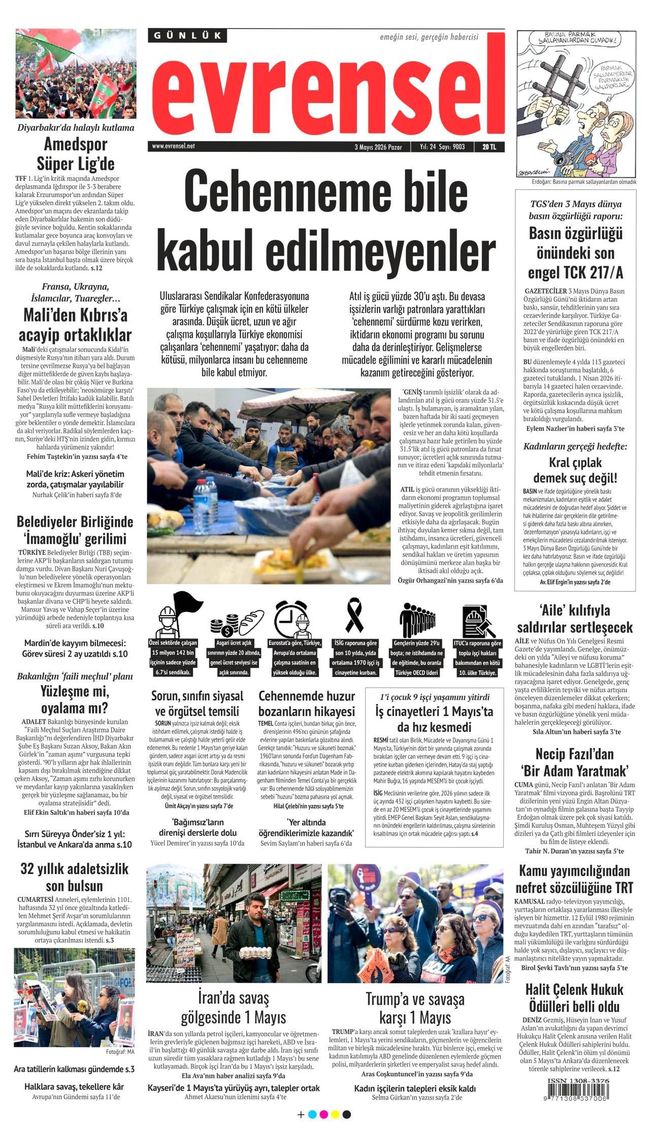 Evrensel Gazetesi Gazete Manşeti