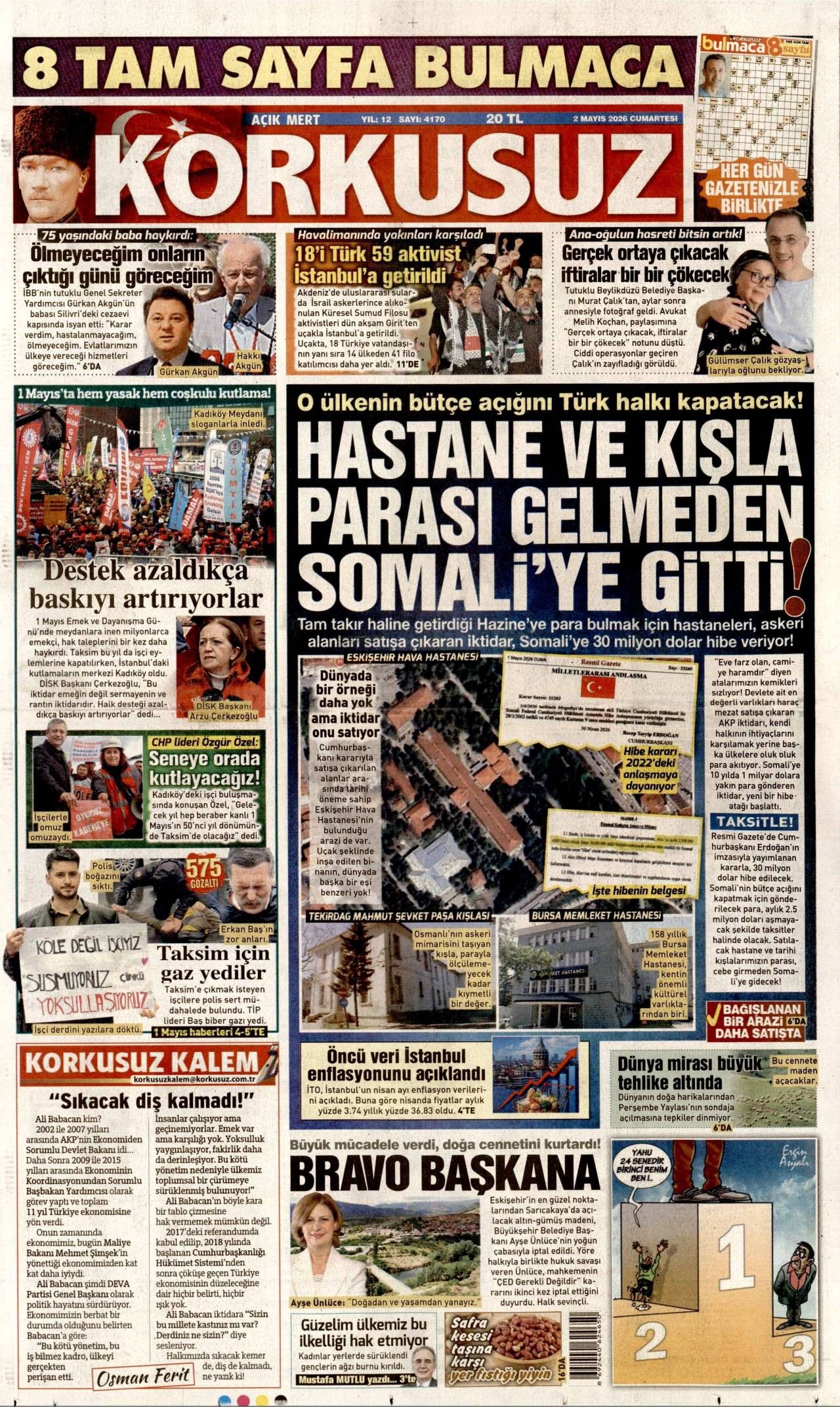 Korkusuz Gazetesi Gazete Manşeti