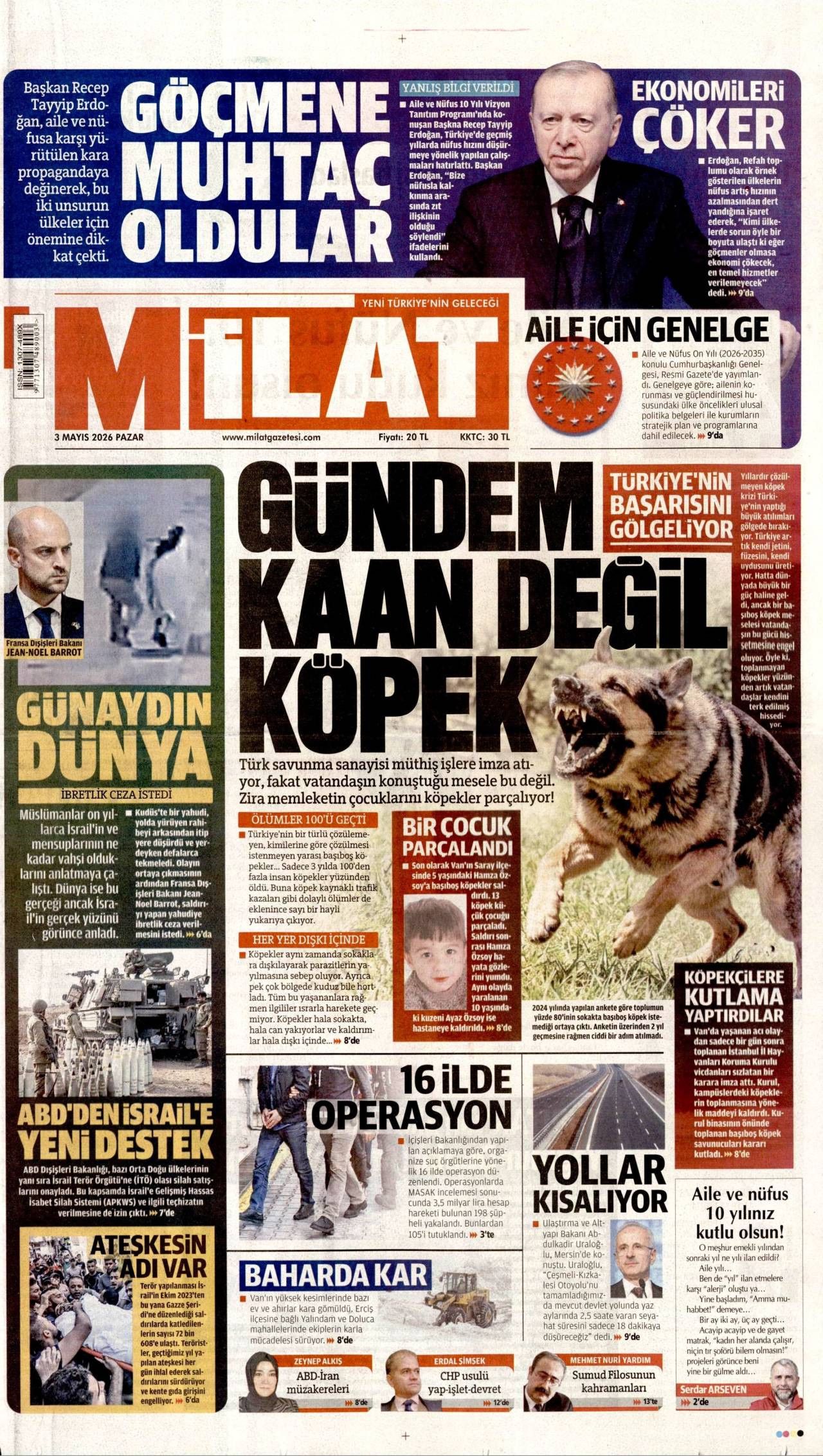 Milat Gazetesi Gazete Manşeti